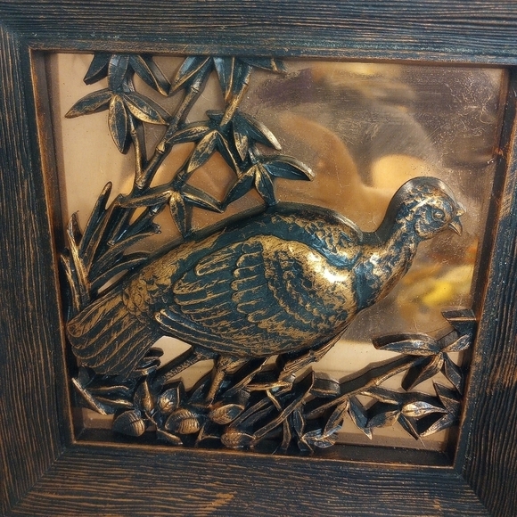 Set of 2 Vintage Coppercraft Guild 3D Wall Art Turkey & Pheasant 9 X 9" Cabin - Picture 5 of 11